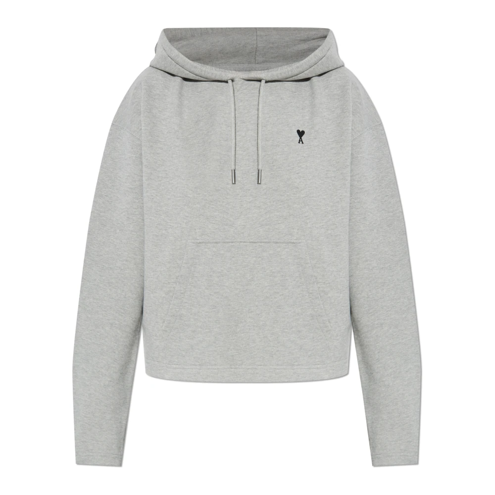 Ami Paris Women's Gray Sweatshirt With Logo - Hoodies - L - Sweatshirts & Hoodies