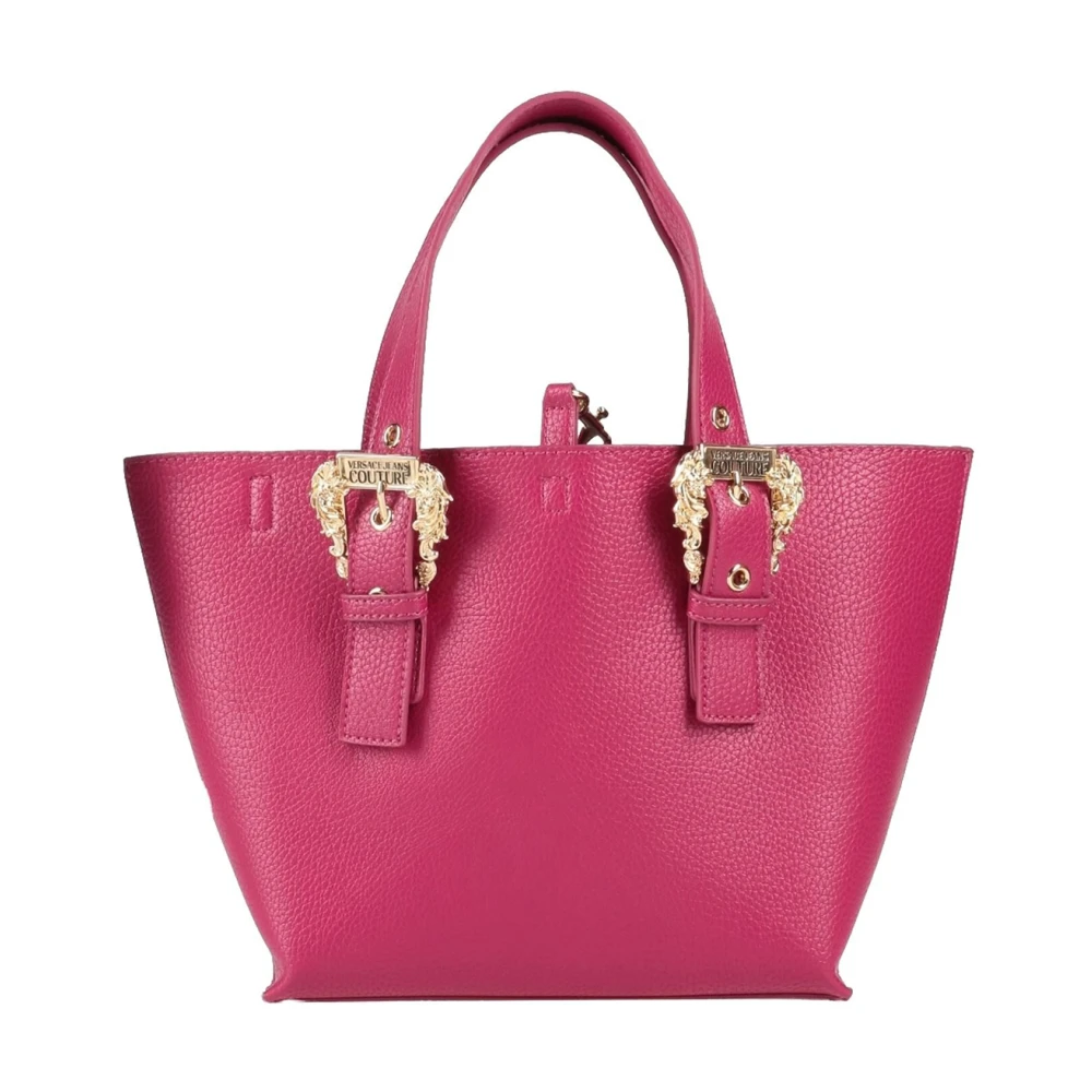 Versace Jeans Couture Shopper Tas met Besmeurd Stof en Metalen Applicaties Pink Dames