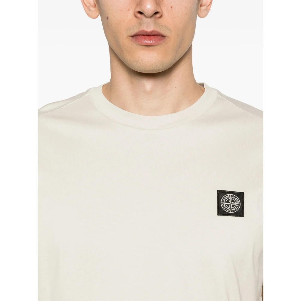 Stone Island Zand T-shirts en Polos Basics Beige Heren
