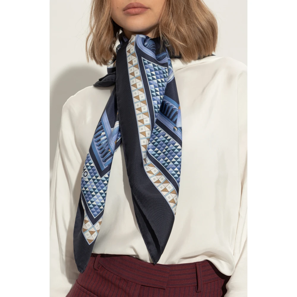Salvatore Ferragamo Zijden sjaal met print Blue Dames