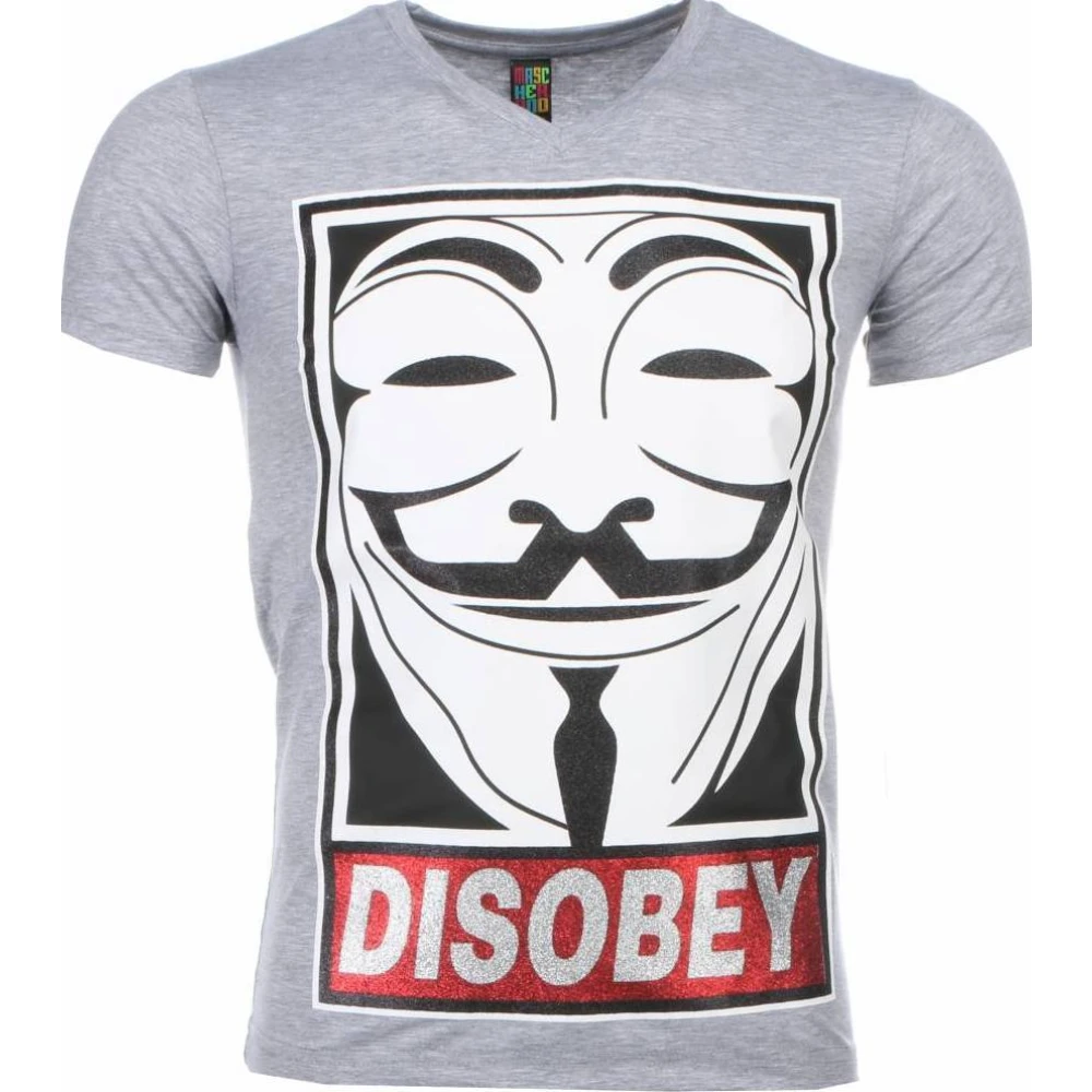 Local Fanatic Anonymous Disobey Print - T Shirt Herr - 2301G Gray, Herr