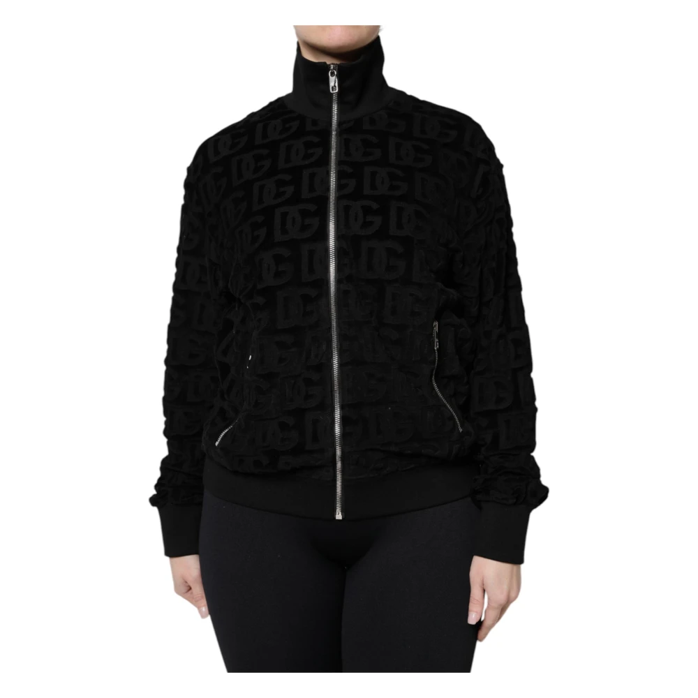 Dolce & Gabbana Women's Black Logo Monogram Bomber Jacket