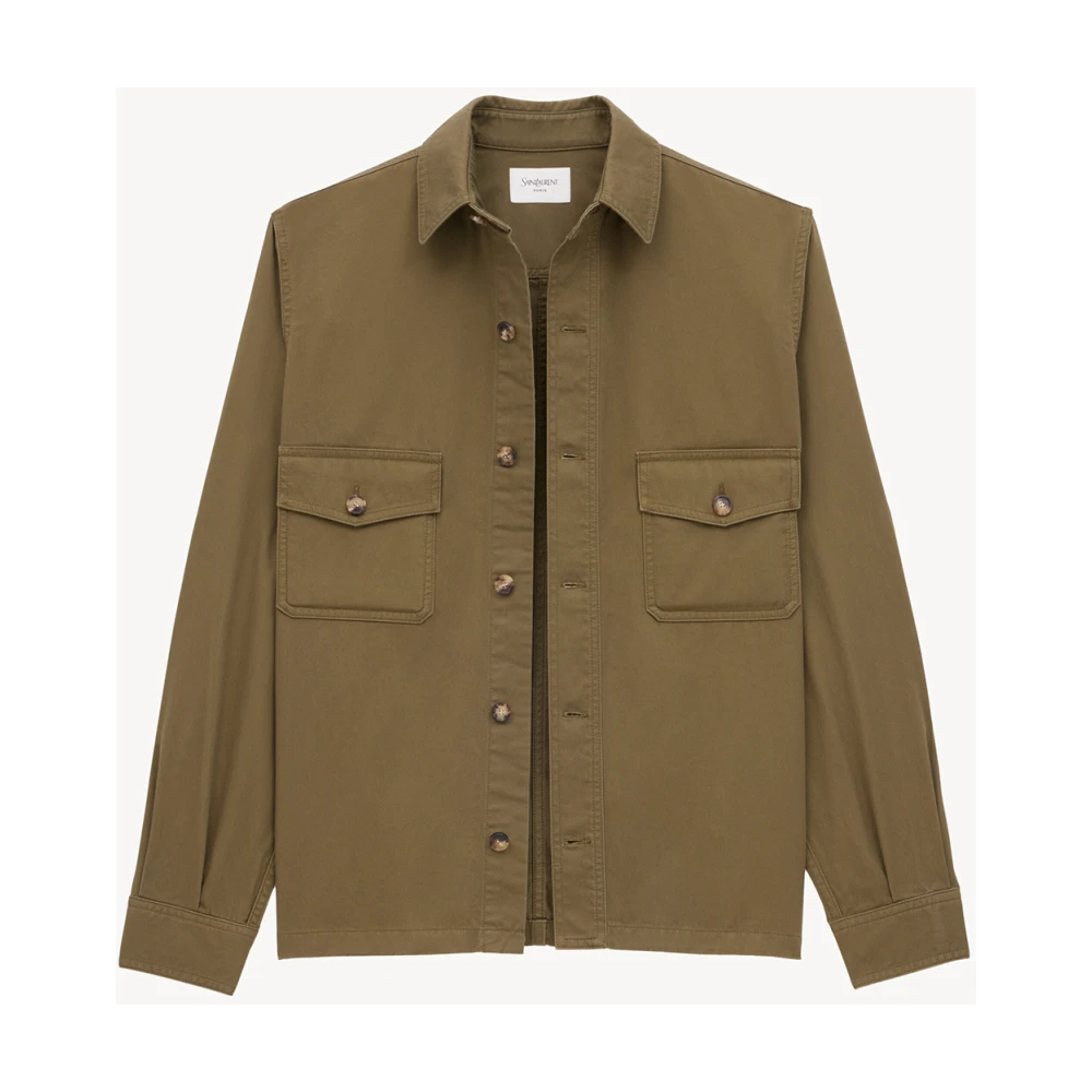 Saint Laurent Groen overhemd met knopen en zakken Green Heren