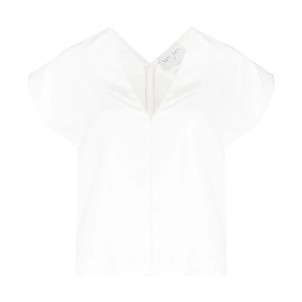 Forte Forte Women's White Blouses, Xs, V-Neck Blouse