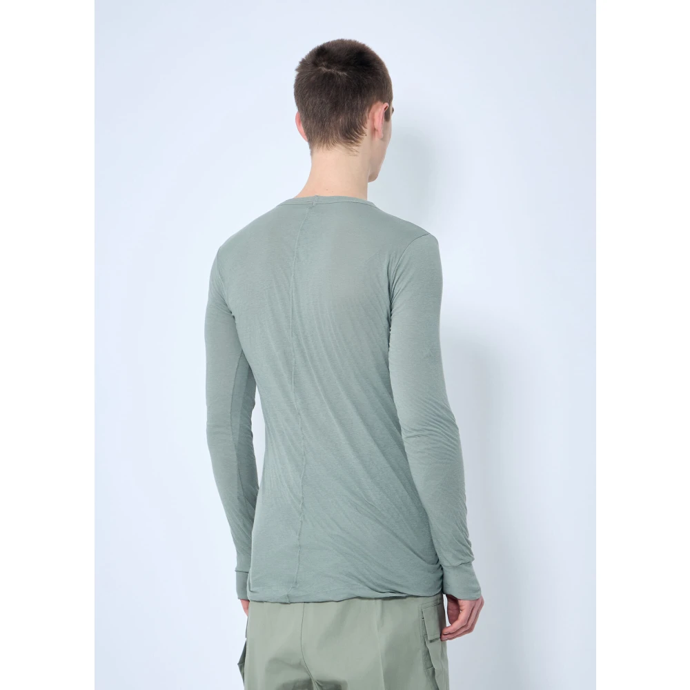 Rick Owens Katoenen T-shirt met Dubbele Laag en Ronde Hals Green Heren