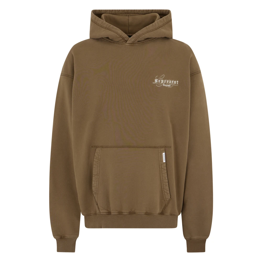 Represent Men's Brown Hoodie With Embroidered Logo - Hoodies - L - Sweatshirts & Hoodies
