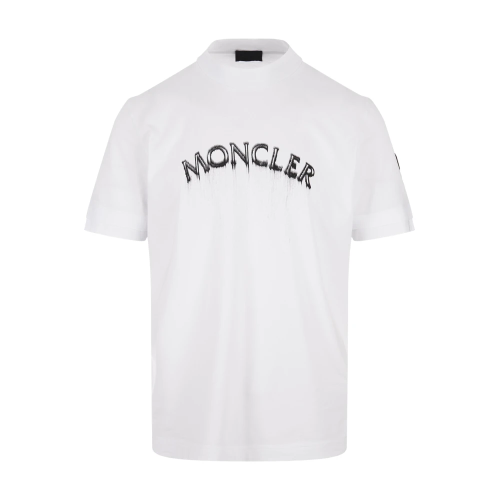 Moncler Klassiek Wit T-shirt met Ingelegd Logo White Heren