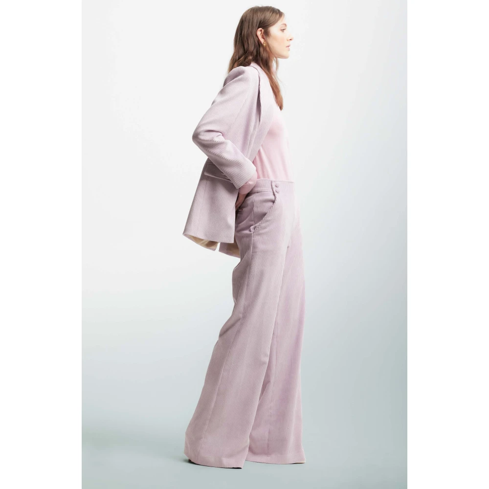Kocca Ribgebreide double-breasted corduroy jas Pink Dames