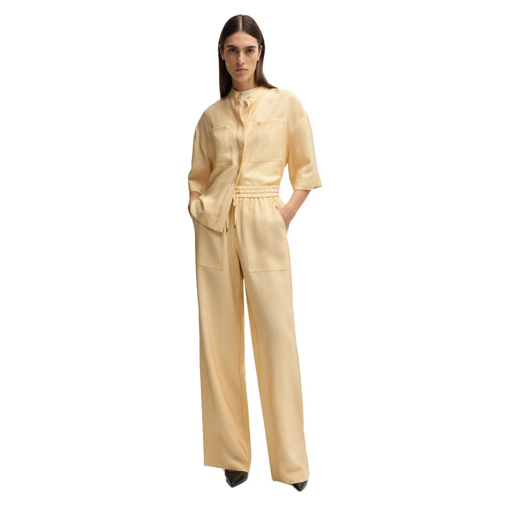 Hugo Boss Gele Talisia Broek met Koordsluiting Yellow Dames