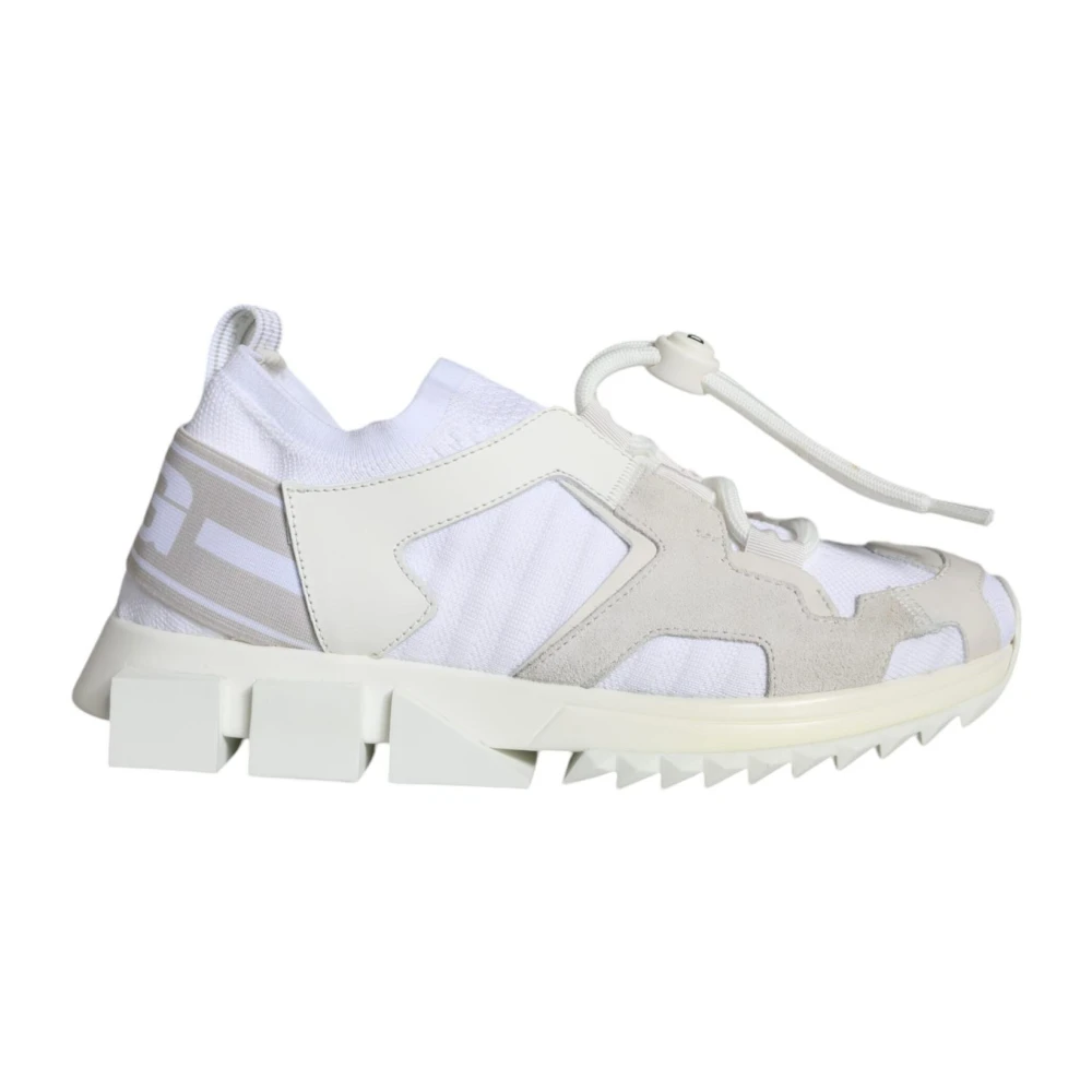Dolce & Gabbana Women's White Ridged Sole Trekking Sneakers