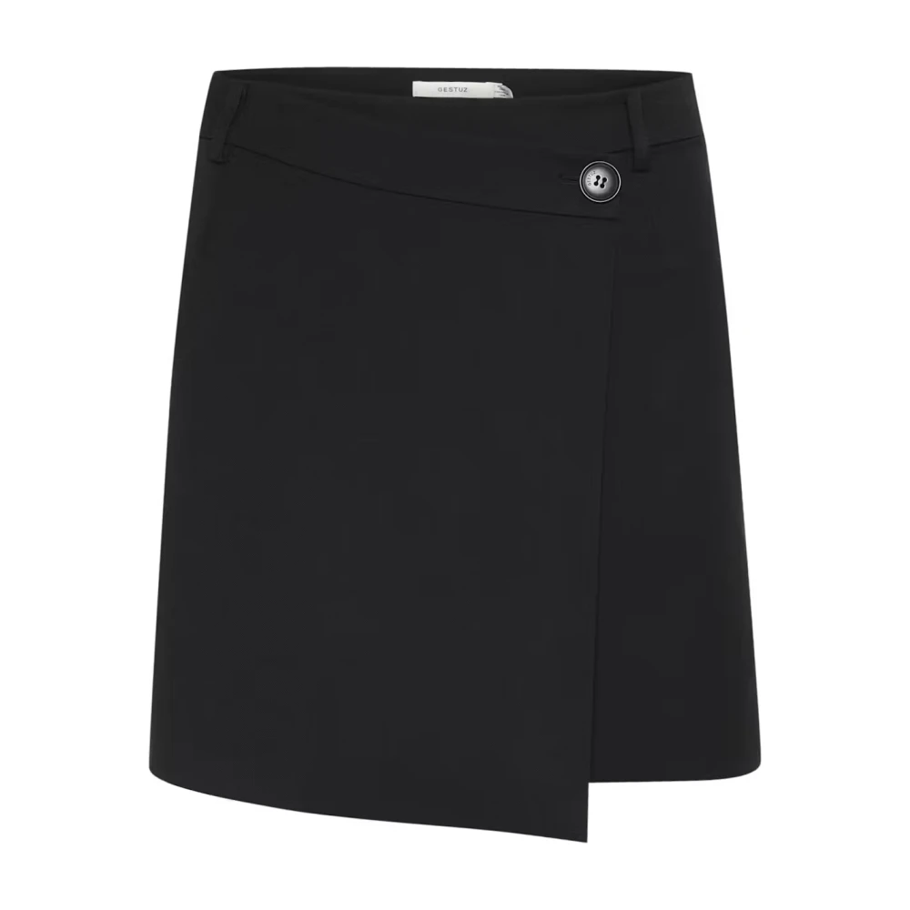 Gestuz Women's Black Short Skirts, 2XL, Wrap Skirt Short Regular Fit