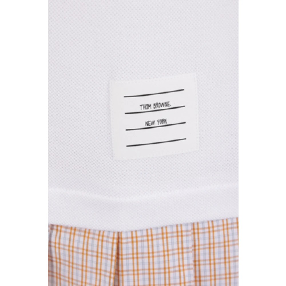 Thom Browne Witte Mouwloze Polo Jurk met Micro Check Patroon White Dames