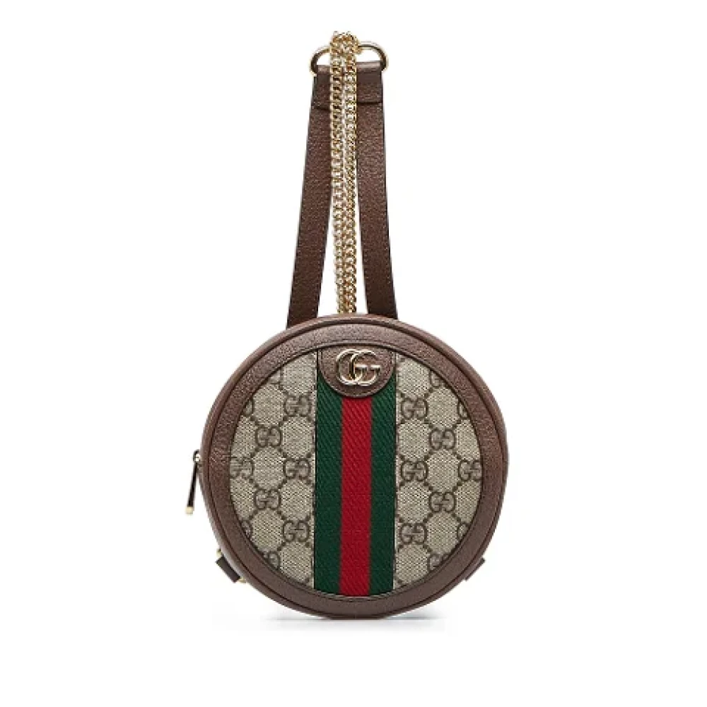 Gucci Vintage Bruine Gucci Mini GG Supreme Round Ophidia Rugzak