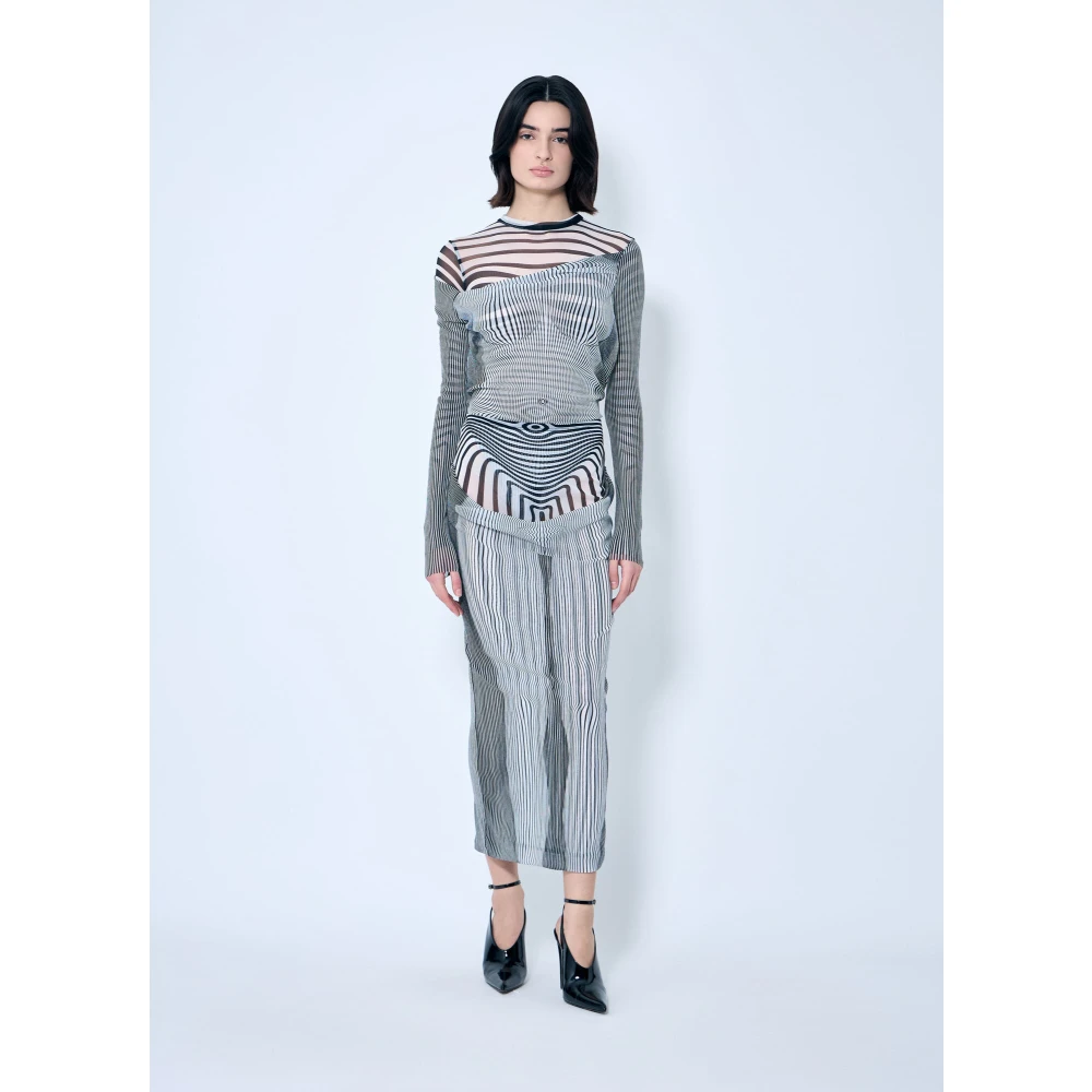 Jean Paul Gaultier Mesh Midi Rok met Gedrapeerd Overlay Multicolor Dames