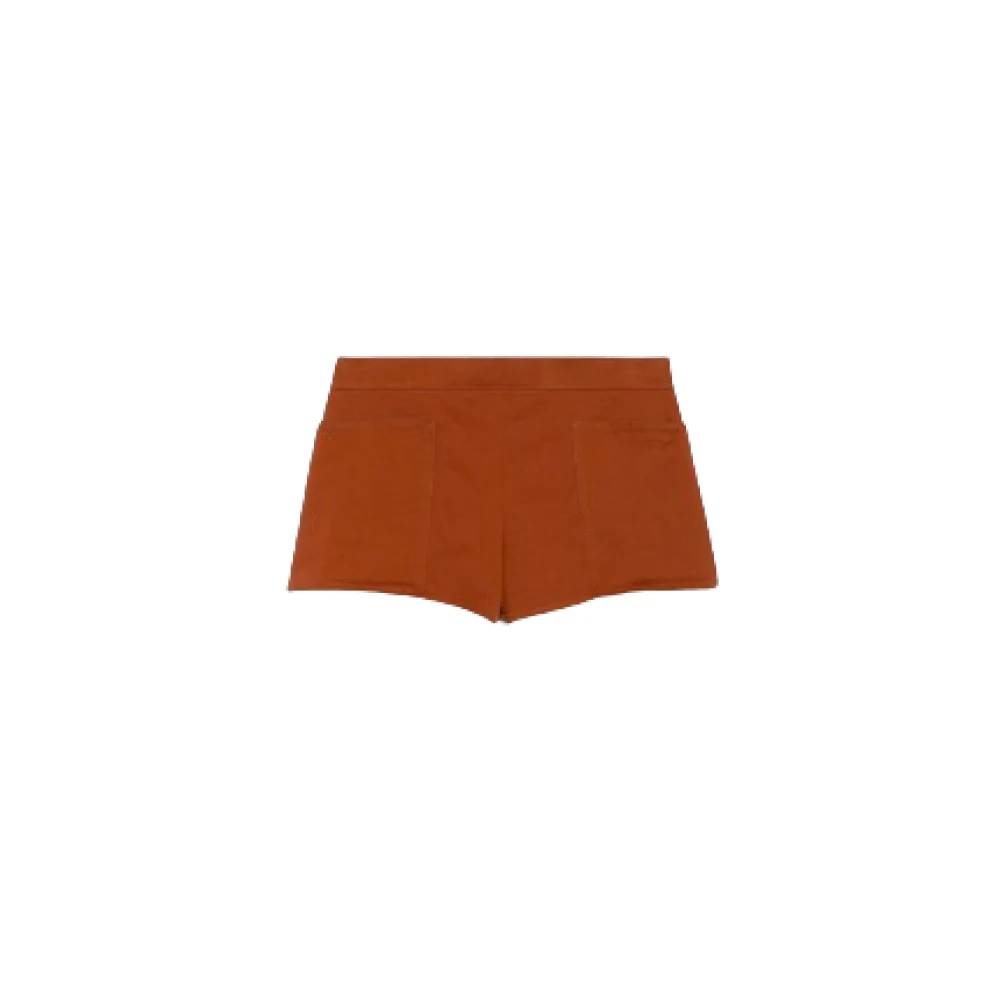 Max Mara Leren bruine shorts met grote zakken Brown Dames