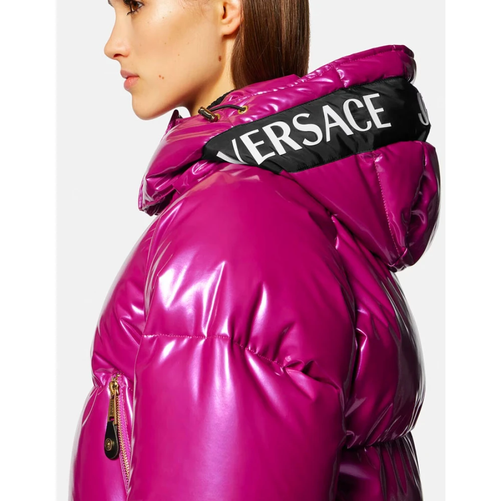 Versace Jeans Couture Fuchsia Vinyl Puffer Jas Purple Dames
