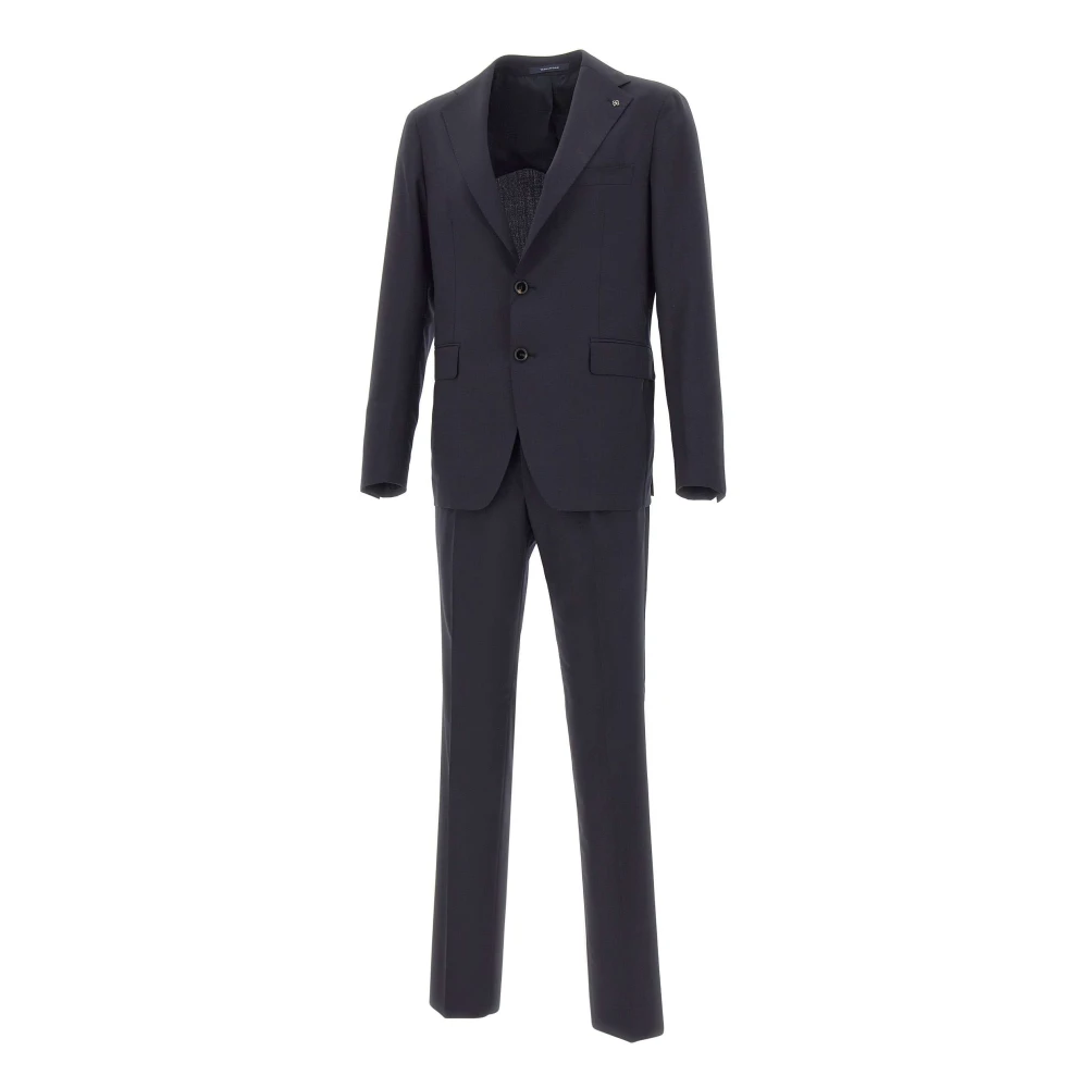 Tagliatore Men's Blue Single Breasted Suits, L, Single-Breasted Suit