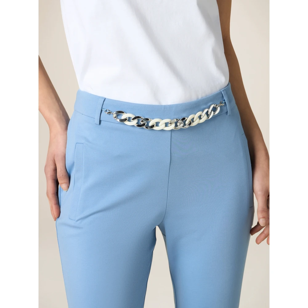 Oltre Milano-Rib Flared Broek Blue Dames