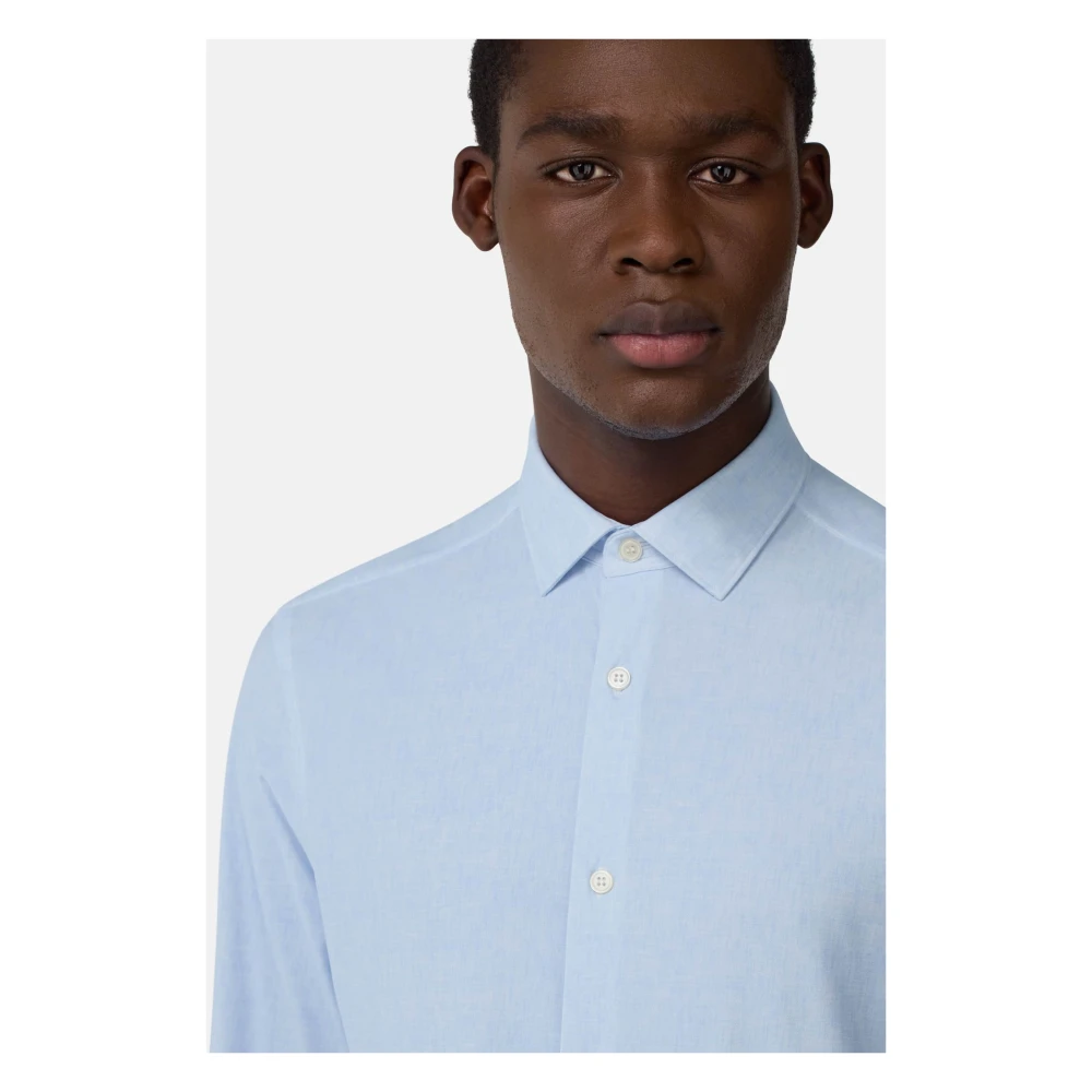 Boggi Milano Slim Fit Stretch Nylon Shirt Blue Heren
