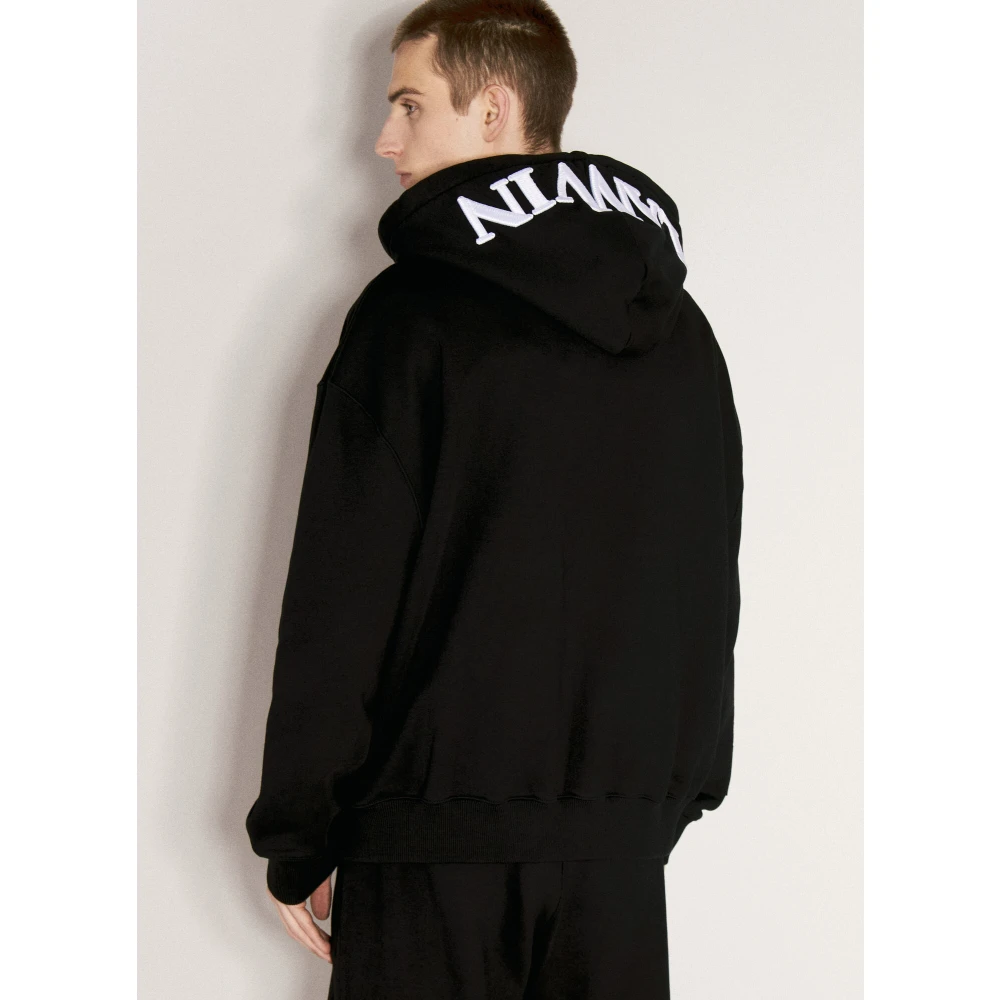 Lanvin Hoodie met logo borduursel Black Heren
