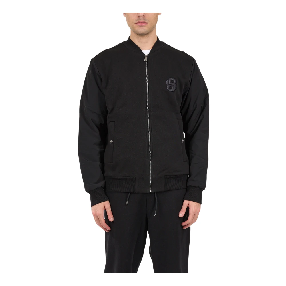 Hugo Boss Katoenen Zip-Up Sweater Black Heren