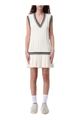 robe-mini-en-tricot-blanc-avec-jupe-plissee