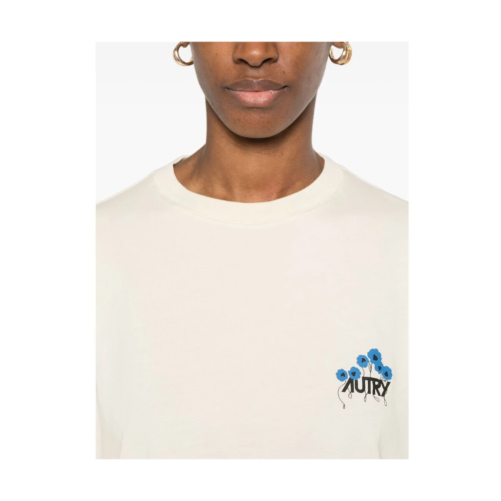 Autry T-shirt met bloemenprint en ronde hals Beige Dames