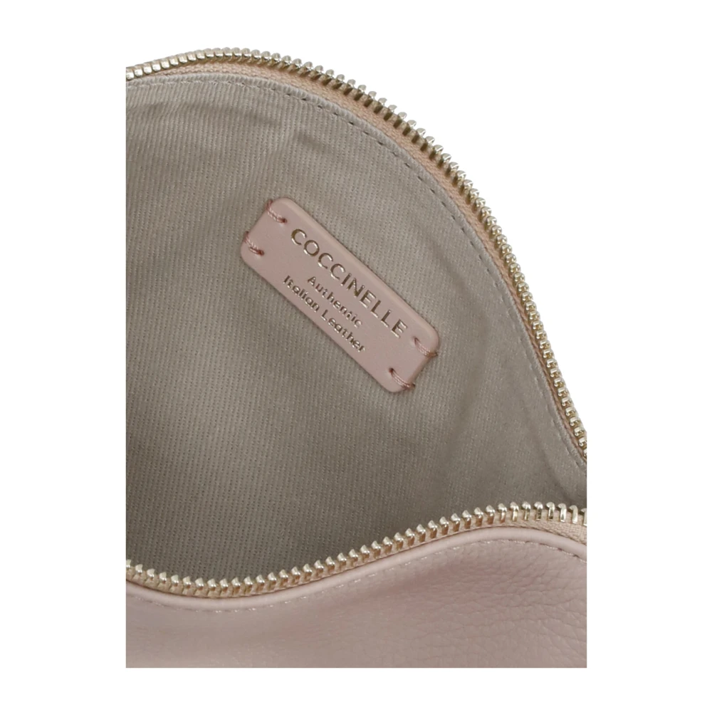 Coccinelle Roze Leren Pochette met Logo Pink Dames