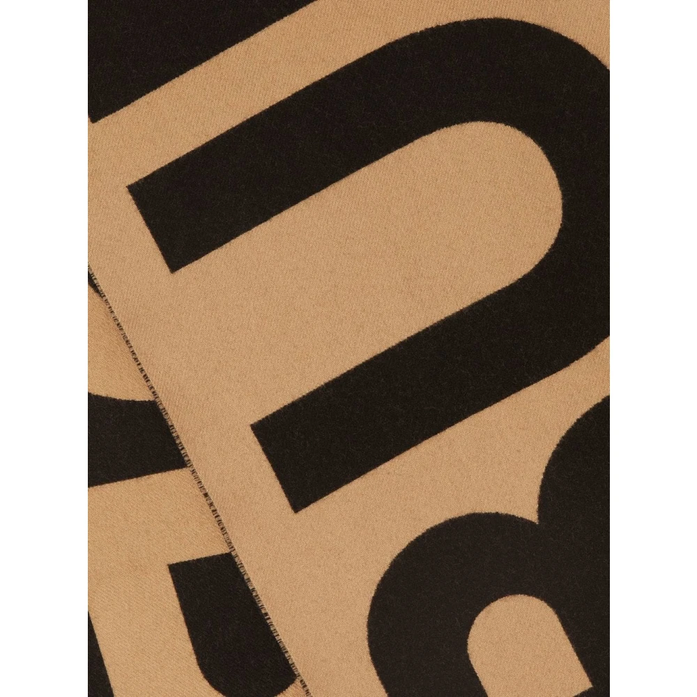 Burberry Logo Jacquard Wollen Sjaal Beige Heren