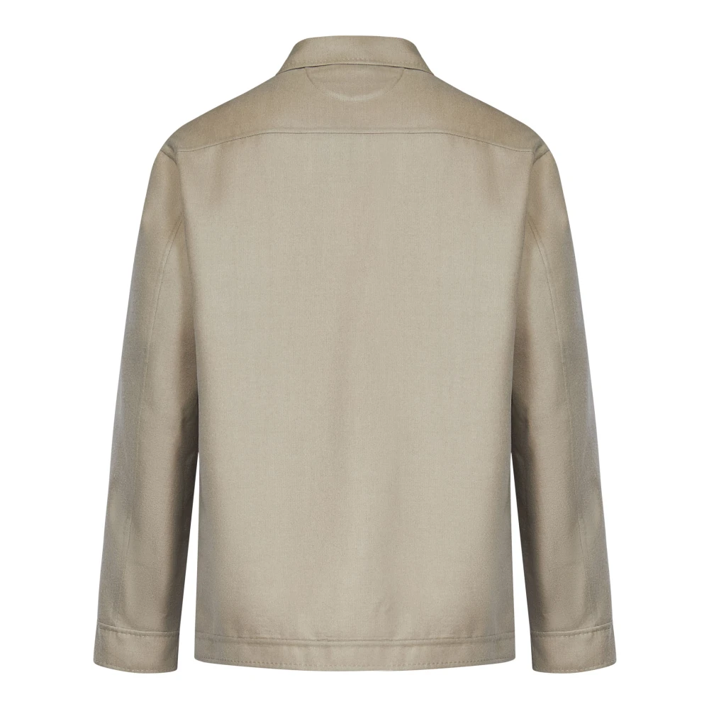 Kiton Beige Kasjmier Zijden Shirt Beige Heren