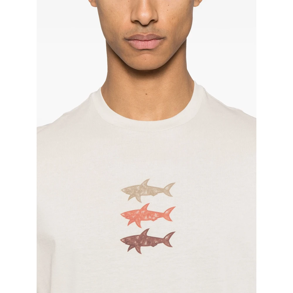 PAUL & SHARK Katoenen T-shirt met Designerscode Beige Heren