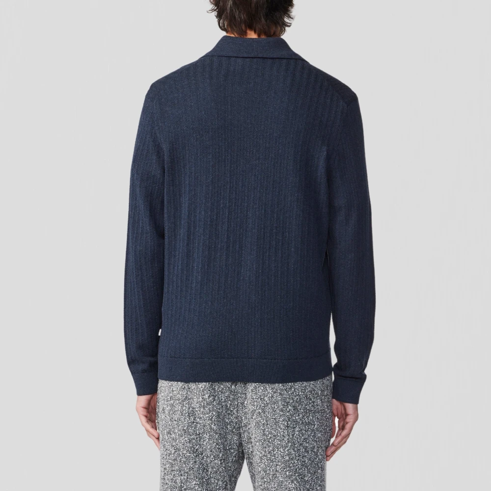 Nn07 Navy Melange Half Zip Polo Blue Heren