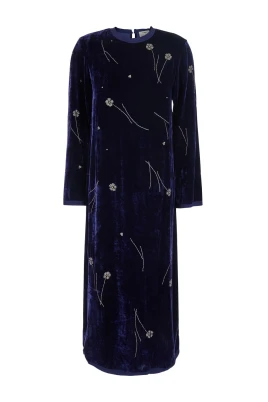 Fleurs D'Orient Velvet Midi Klänning