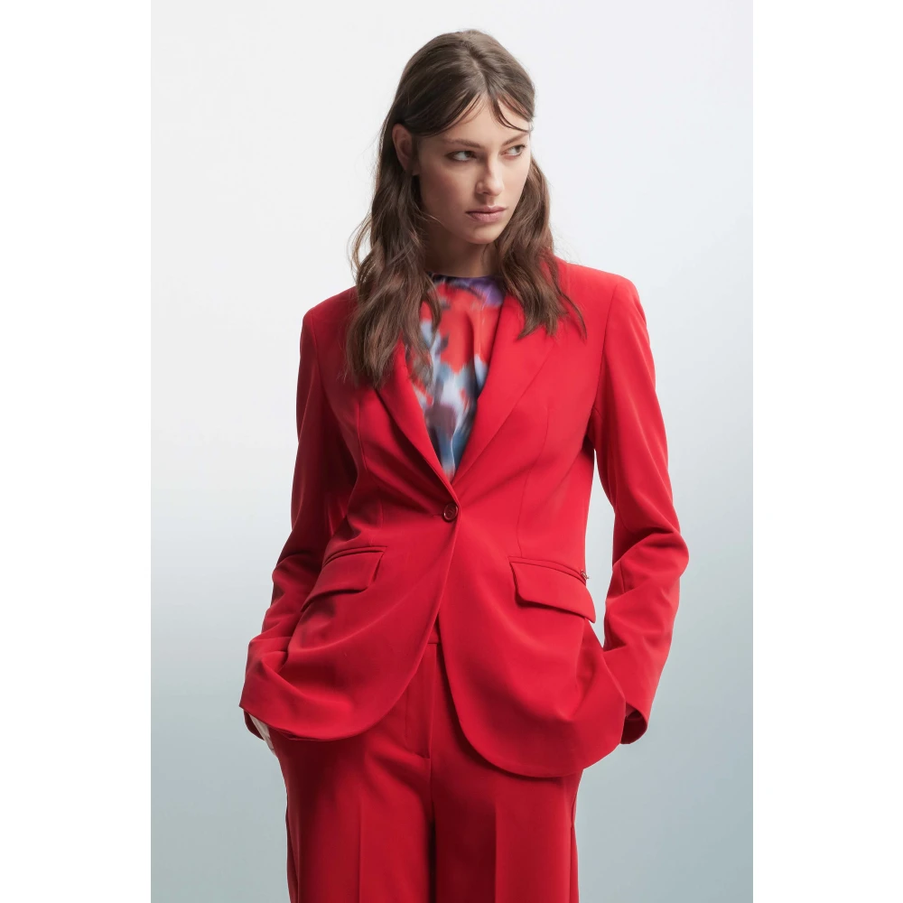 Kocca Elegant Single-Breasted Jacket Viscose Blend Red Dames