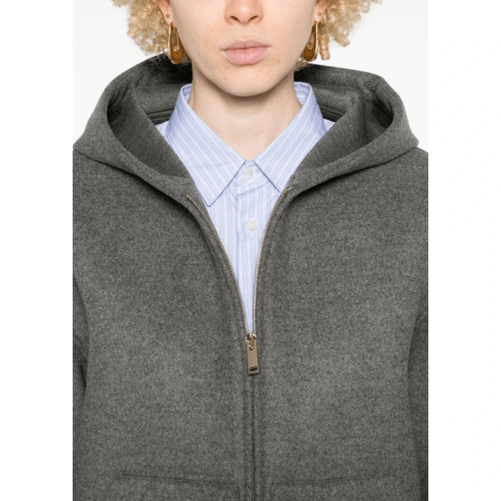 Valentino Oversized VLogo Signature Wollen Jas Gray Dames