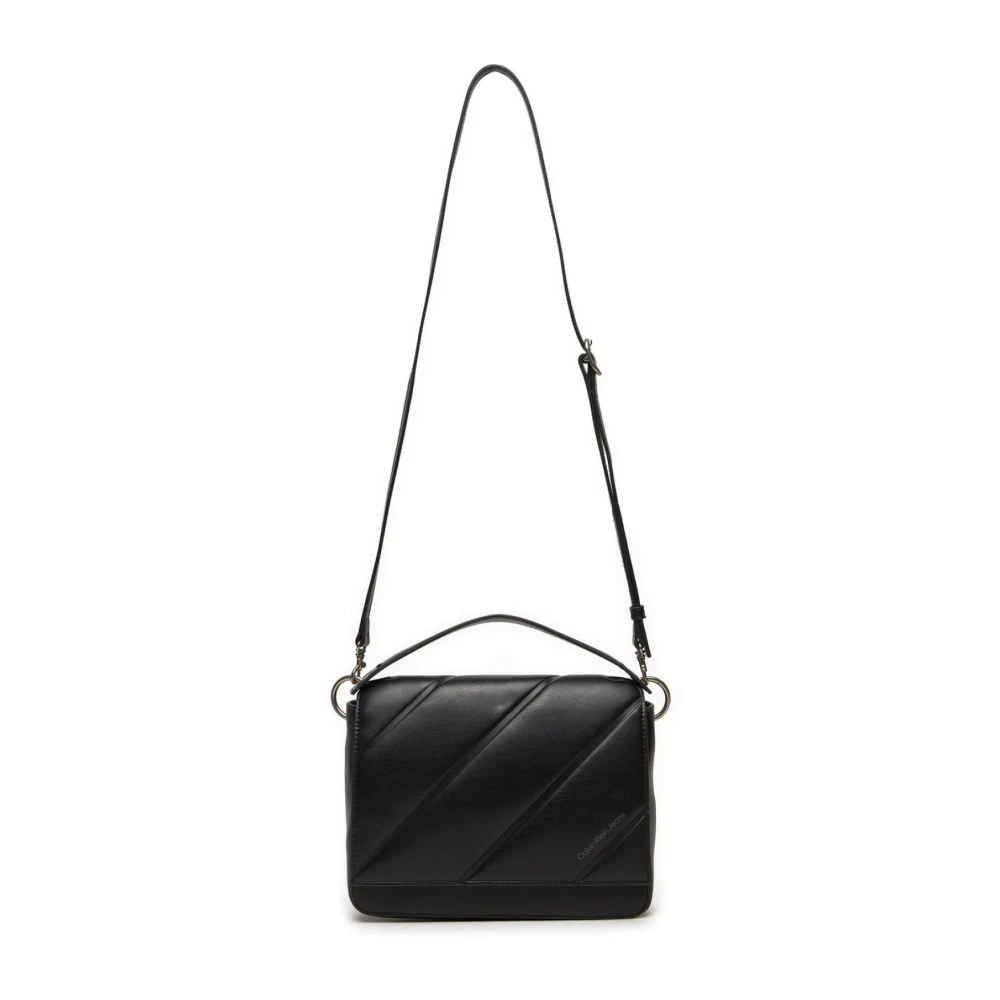 Calvin Klein Zwarte PU leren schoudertas Black Dames