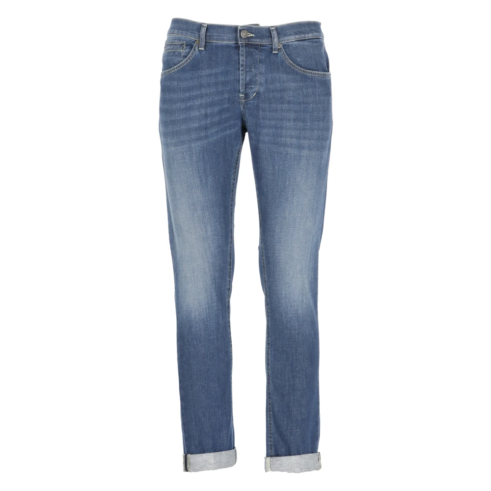 Dondup Blauwe Skinny Jeans met Metalen Monogram Blue Heren
