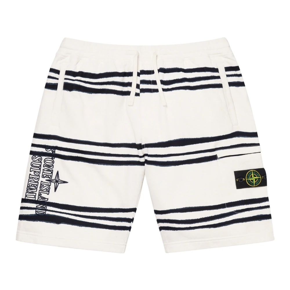 Stone Island Limited Edition Warp Stripe Sweatshort White Heren