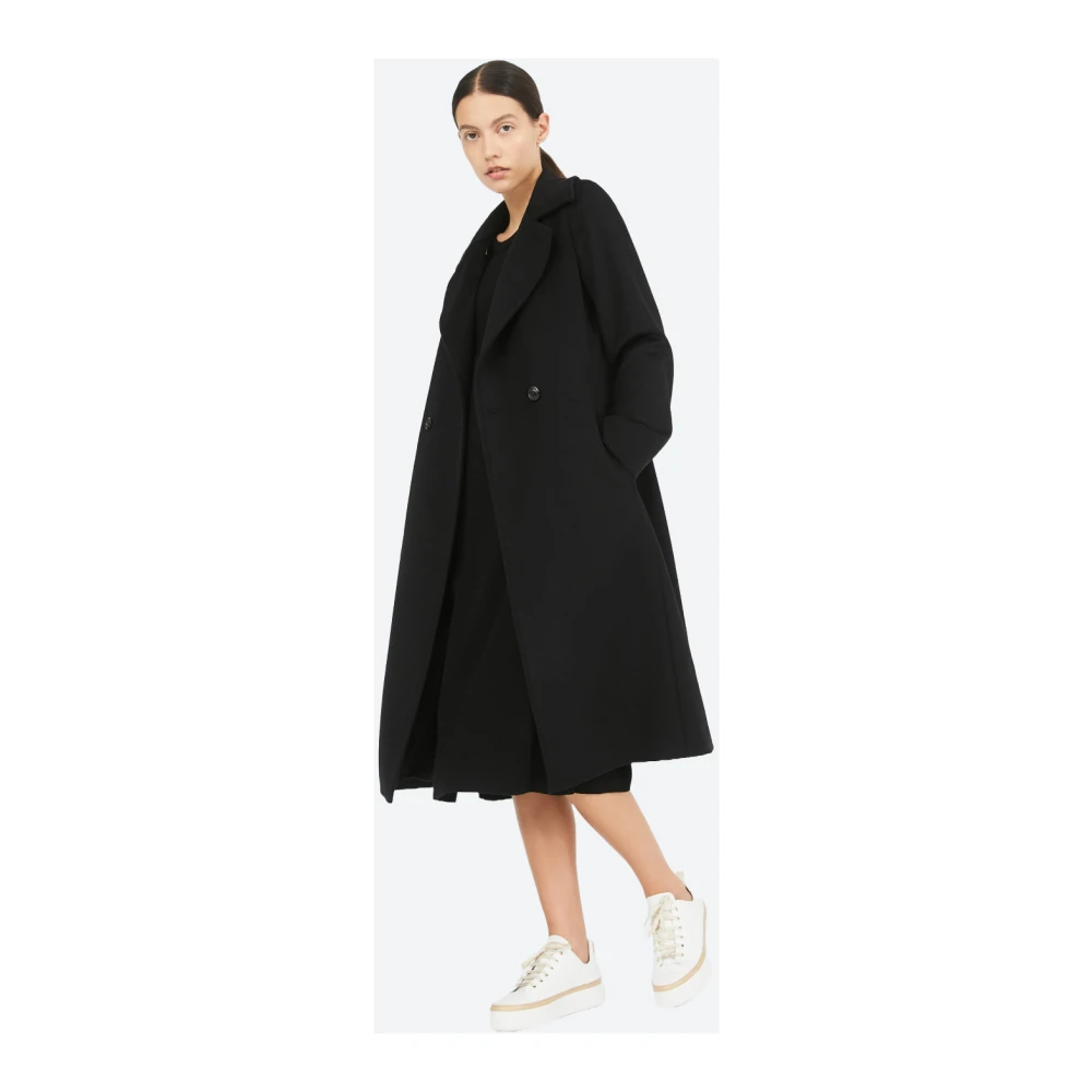 Max Mara Studio Wollen Omslagjas Lange Mouw Black Dames