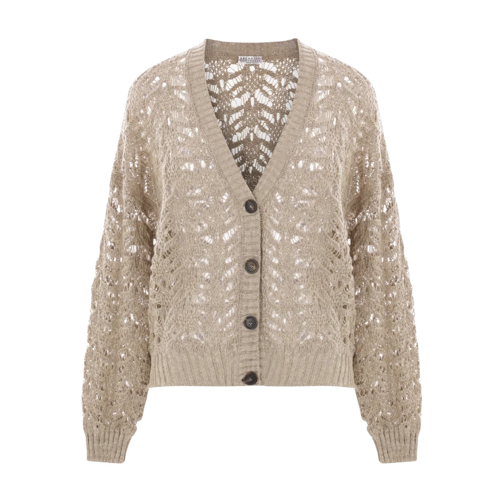 Beige Paillett Cardigan Sweater