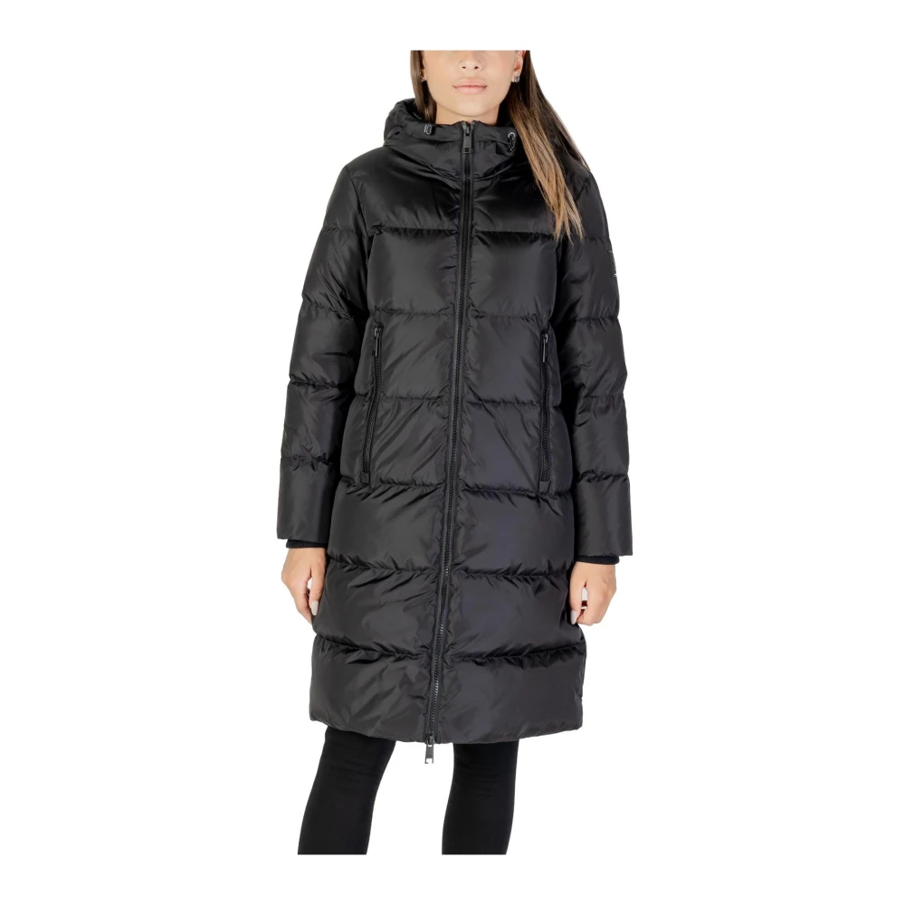 Armani Exchange Women's Black Hooded Zip-Up Jacket With Pockets