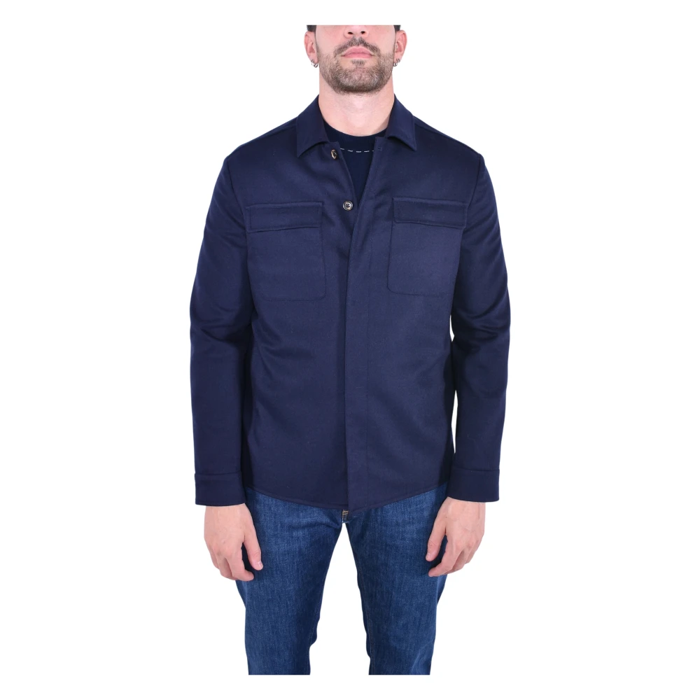 Eleventy Hombre Azul - Chaqueta Camisa De Lana Con Botones - Jackets - Xl