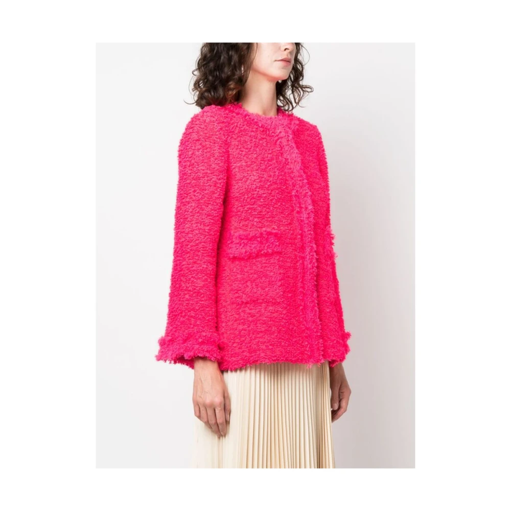 Charlott Fuchsia Tweed Fringe Jas Pink Dames