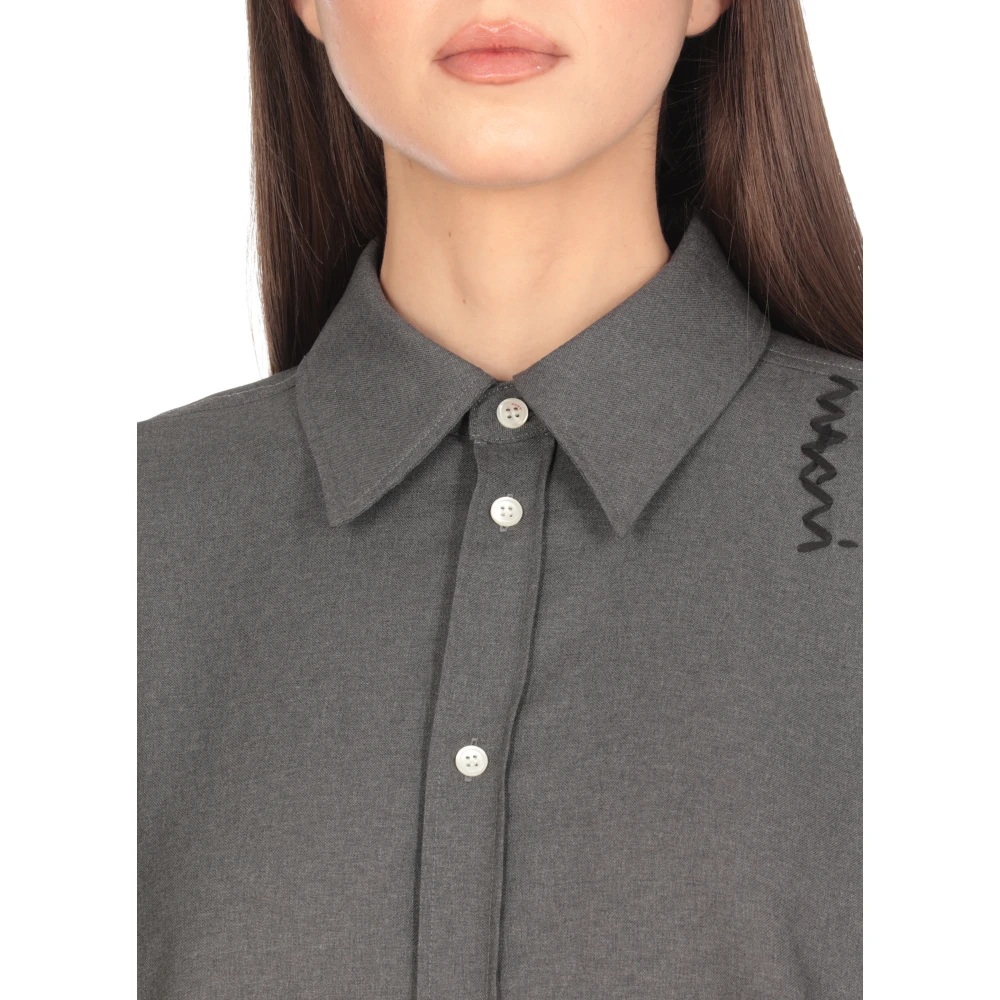 Marni Grijze wollen overhemd met geborduurde details Gray Dames
