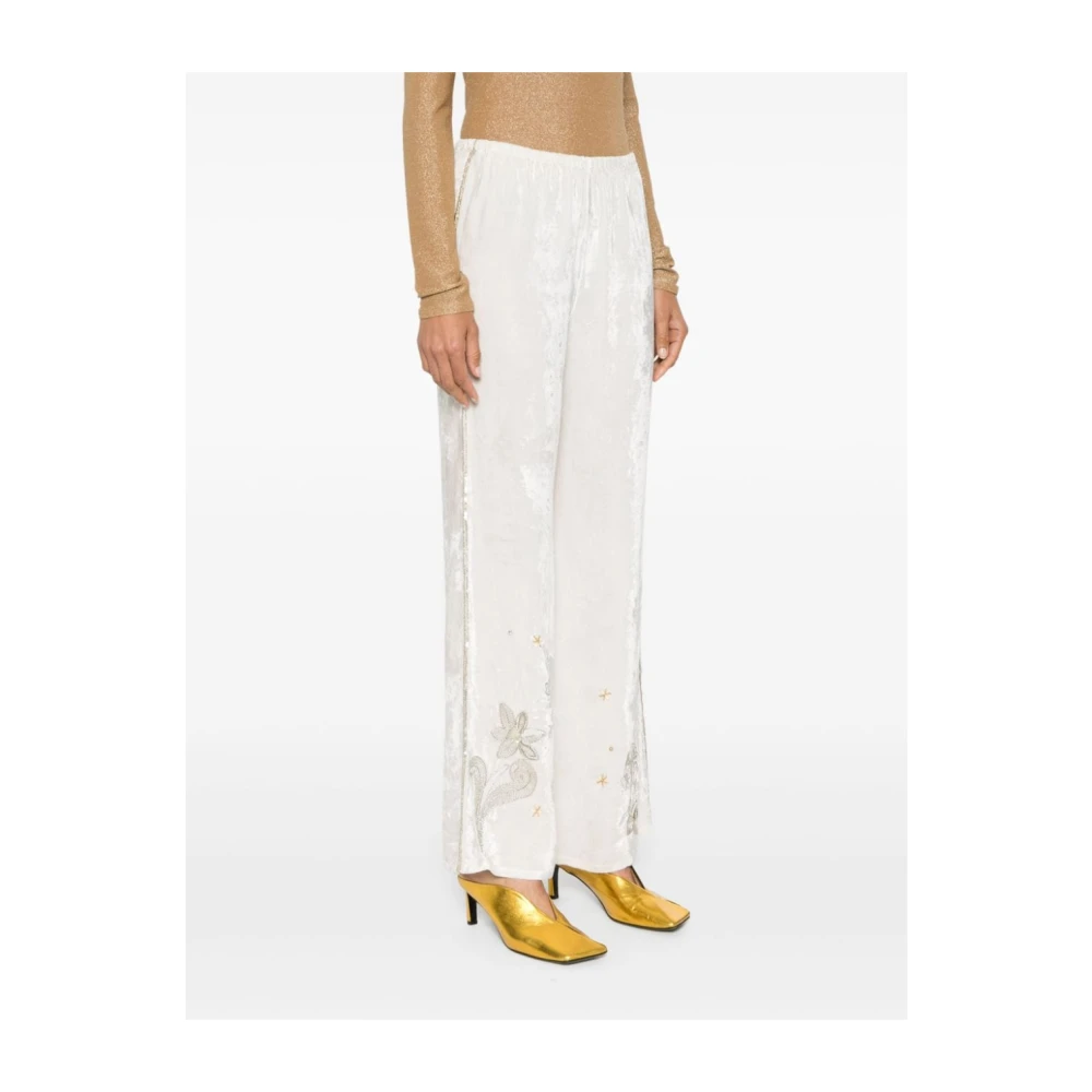 Forte Witte Fluweel Wijde Pijp Broek White Dames