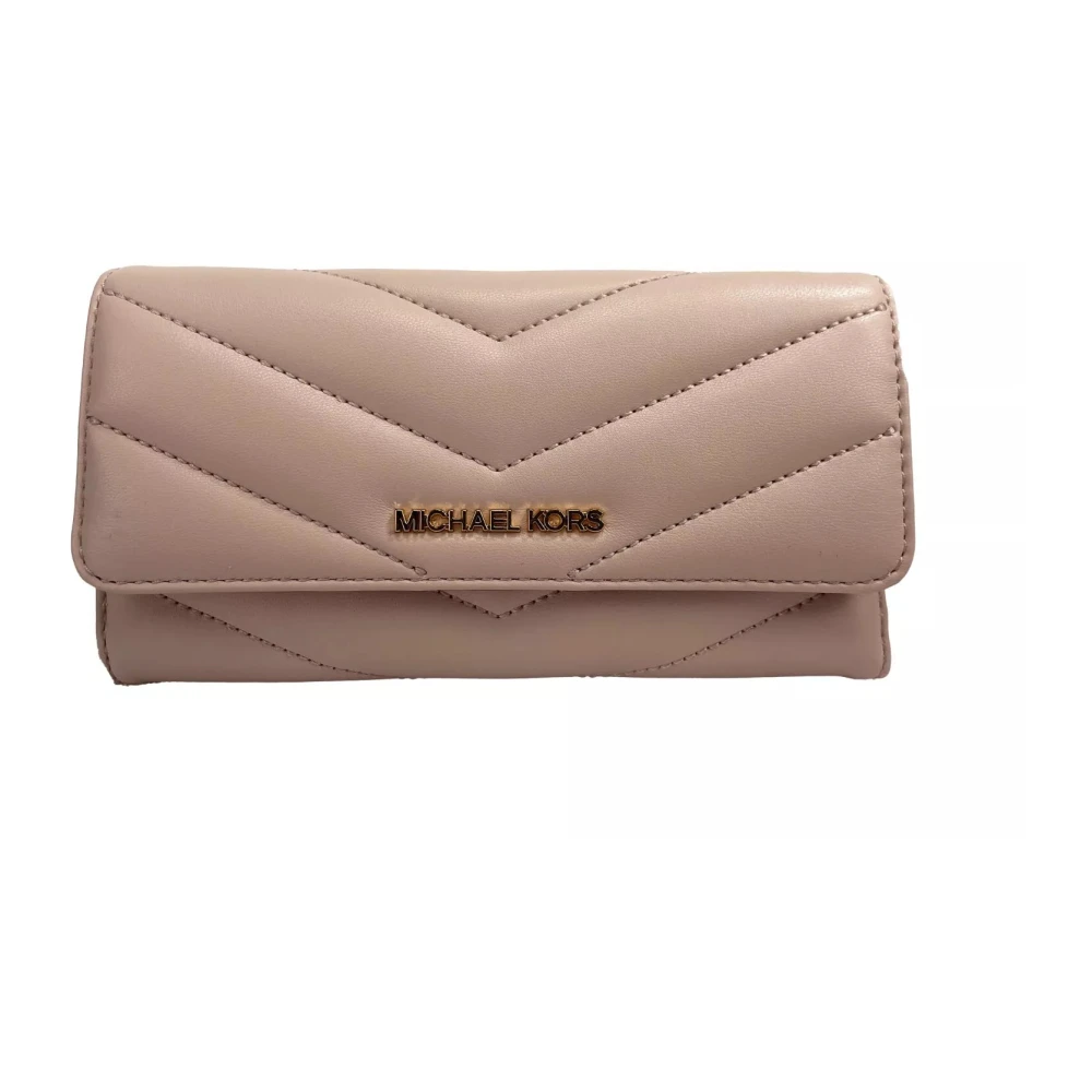 Michael Kors Gestikte Trifold Portemonnee in Powder Blush Pink Dames