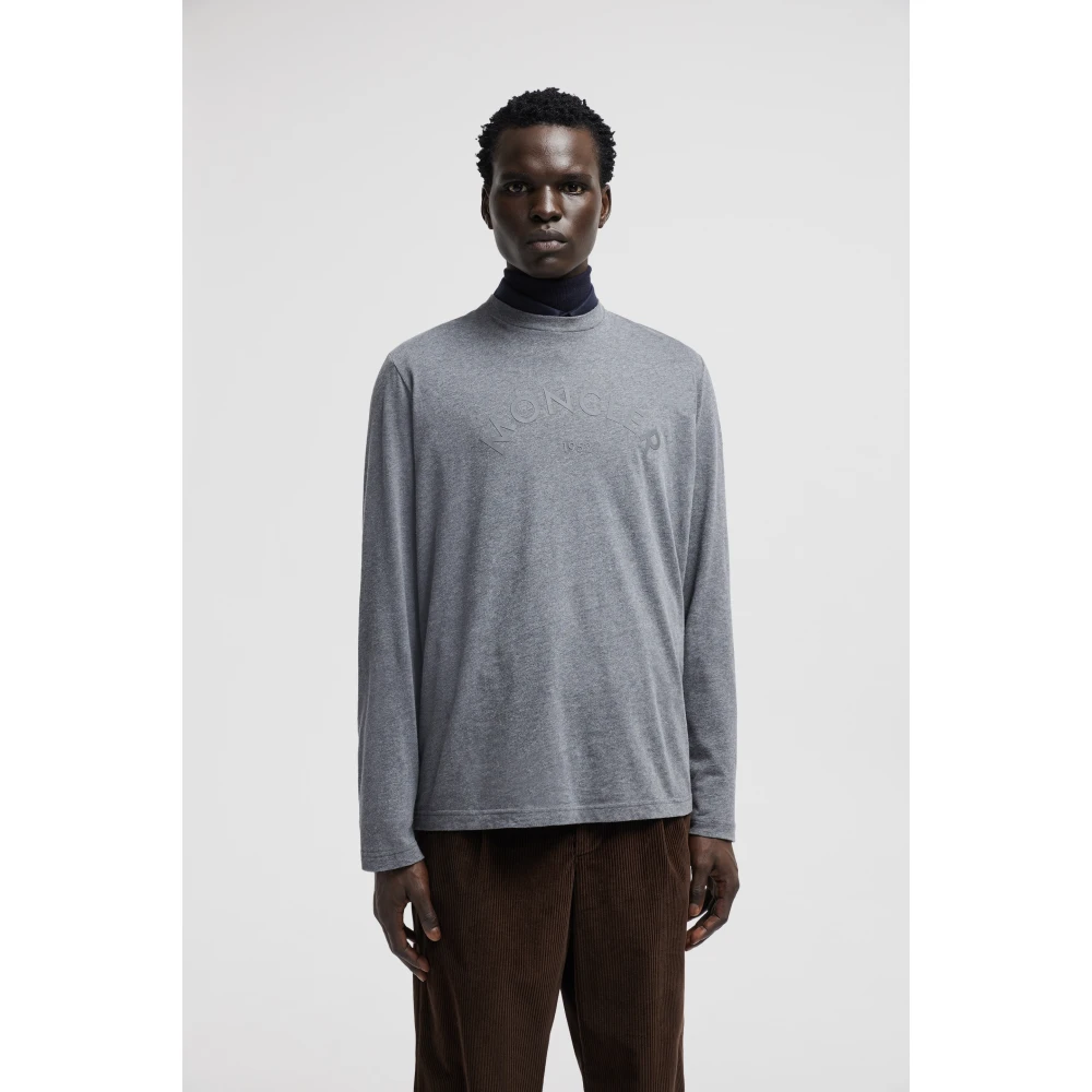 Moncler Grijze Logo Longsleeve T-shirt Gray Heren