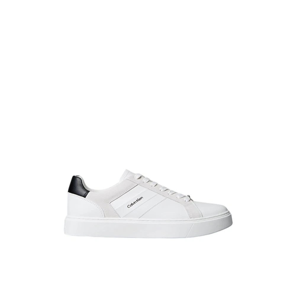 Calvin Klein Men's White Leather Trainers - Sneakers - 10 Uk - Shoes