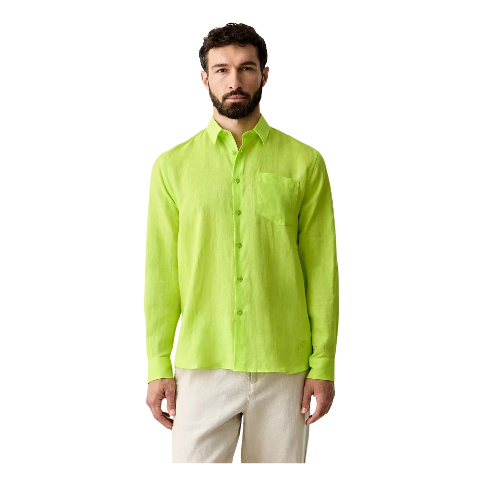 Vilebrequin Uomo Verde - Camicia In Lino - Shirts - M