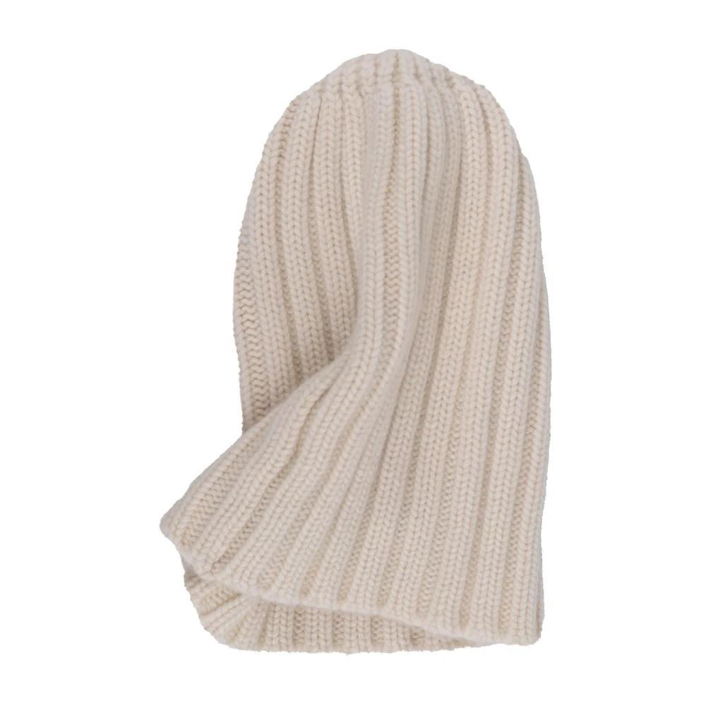 Laneus Geribbelde Cashmere Unisex Hoed Beige Dames